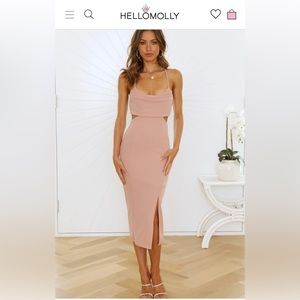 Brand New Blush Pink Cut Out Midi Dress